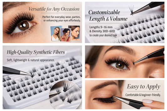 Mixed natural eyelash extension clusters – 320 pcs